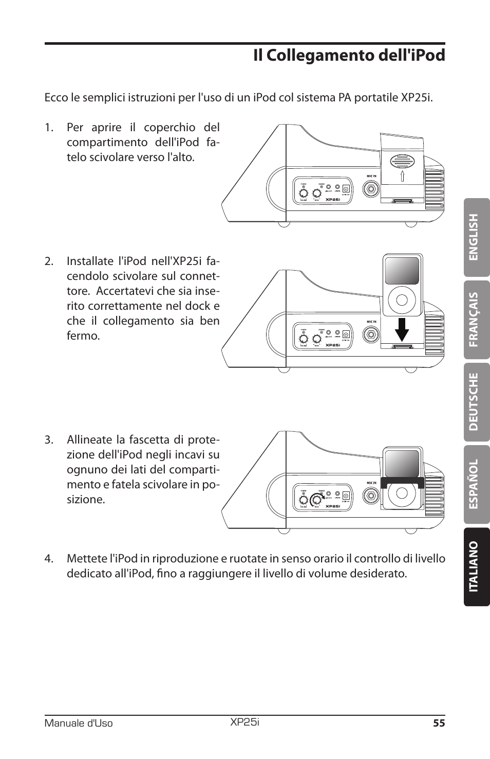 Il collegamento dell'ipod | Samson EXPIDETION XP25I User Manual | Page 59 / 64