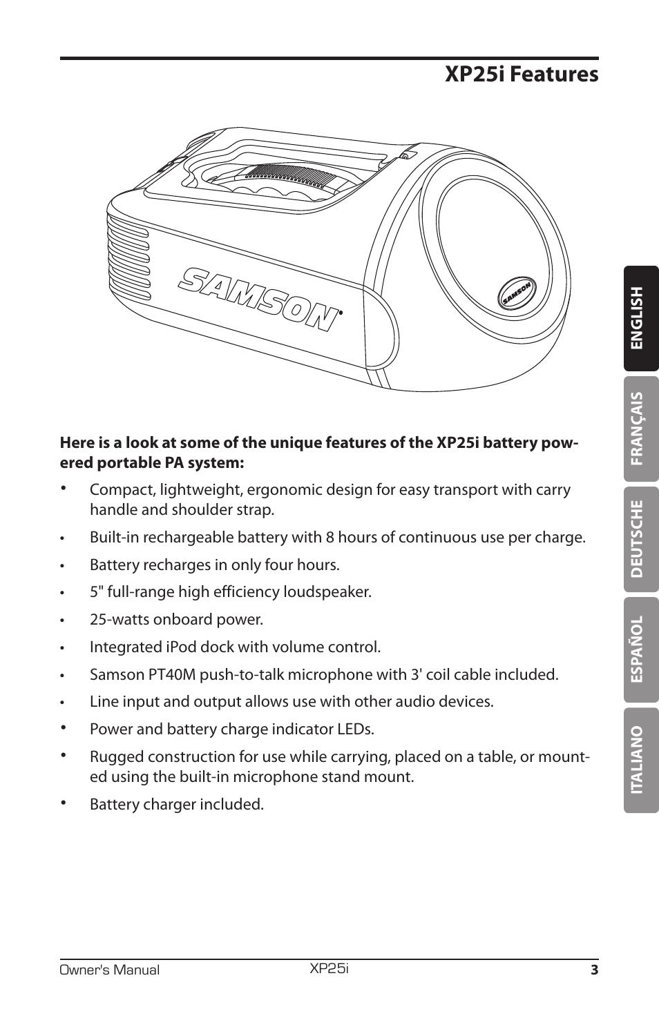 Xp25i features | Samson EXPIDETION XP25I User Manual | Page 7 / 64