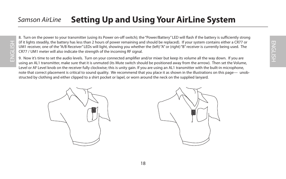 Setting up and using your airline system | Samson AIRLINE CR77 User Manual | Page 18 / 84