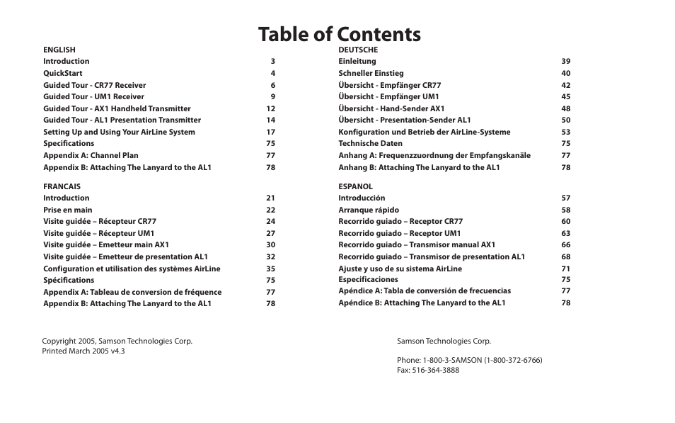 Samson AIRLINE CR77 User Manual | Page 2 / 84