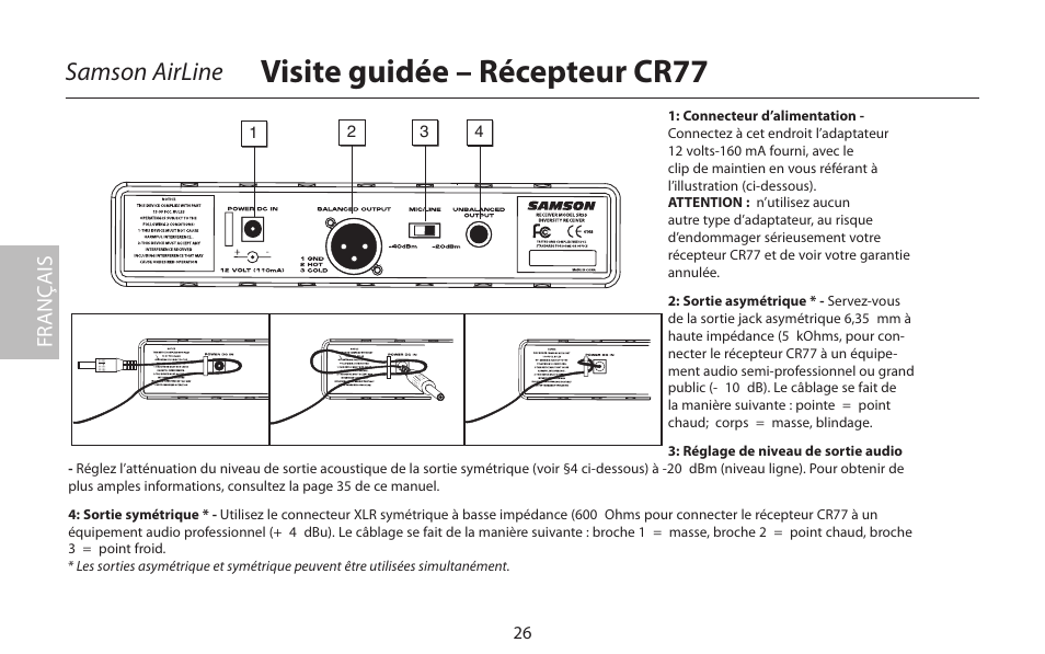 Visite guidée – récepteur cr77, Samson airline, Fr anç ais | Samson AIRLINE CR77 User Manual | Page 26 / 84