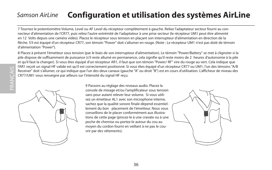 Configuration et utilisation des systèmes airline, Samson airline | Samson AIRLINE CR77 User Manual | Page 36 / 84