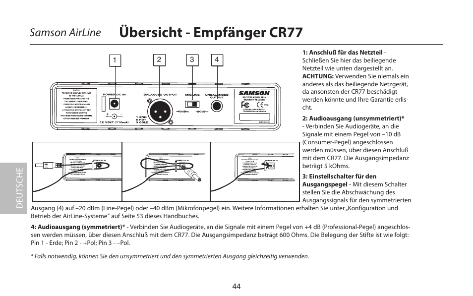 Übersicht - empfänger cr77, Samson airline | Samson AIRLINE CR77 User Manual | Page 44 / 84