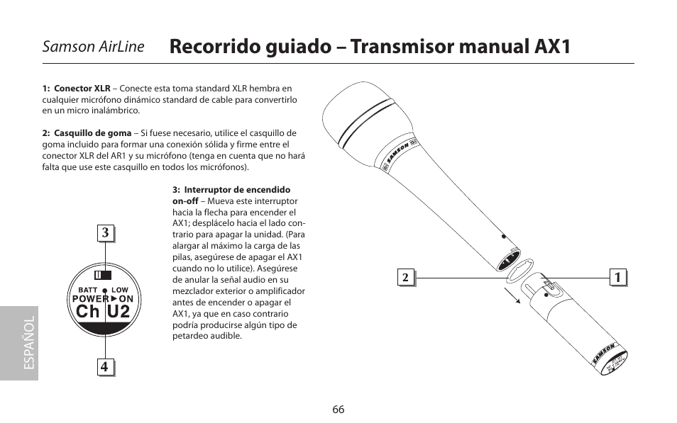 Recorrido guiado – transmisor manual ax1, Samson airline | Samson AIRLINE CR77 User Manual | Page 66 / 84