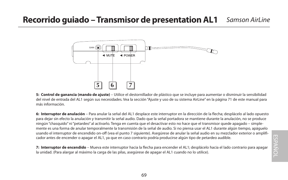 Recorrido guiado – transmisor de presentation al1, Samson airline | Samson AIRLINE CR77 User Manual | Page 69 / 84