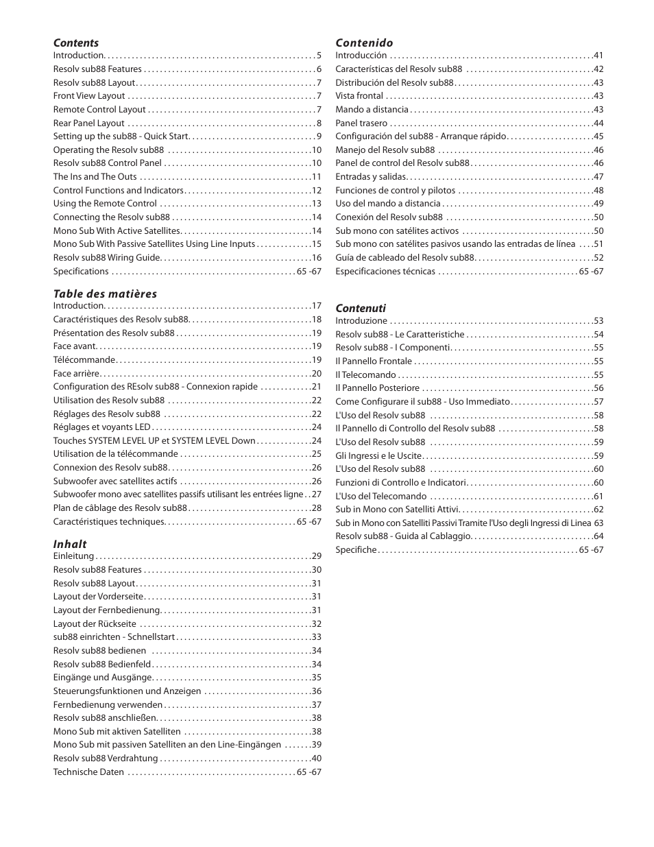 Samson SUB88 User Manual | Page 4 / 68