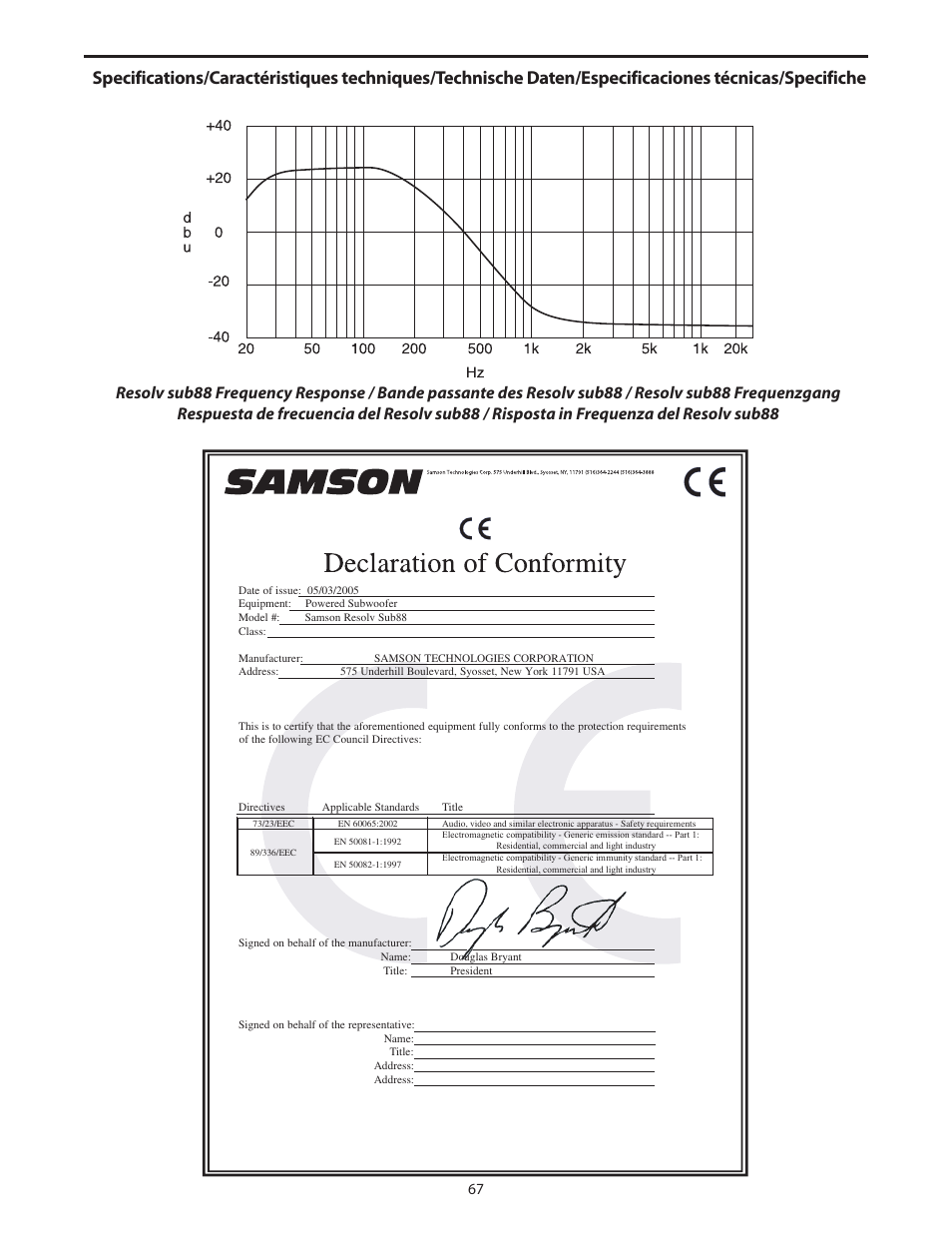 Samson SUB88 User Manual | Page 67 / 68