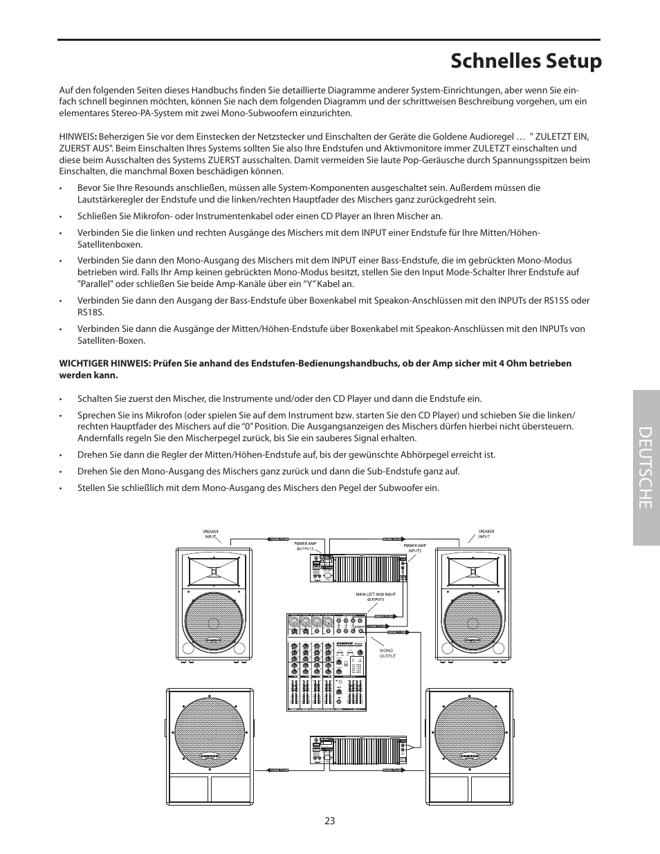 Schnelles setup, Deut sche | Samson RS18S User Manual | Page 25 / 50