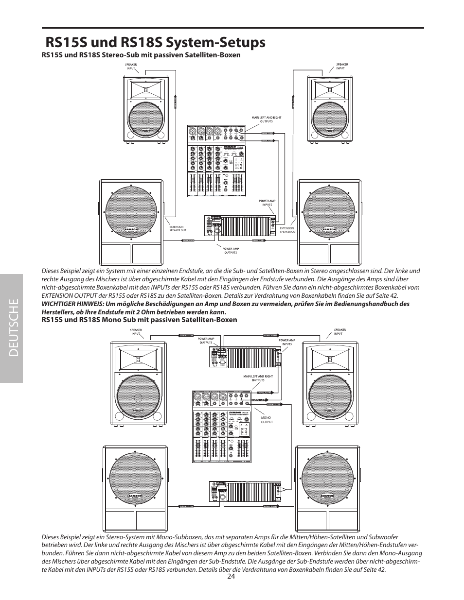 Rs15s und rs18s system-setups, Deut sche | Samson RS18S User Manual | Page 26 / 50
