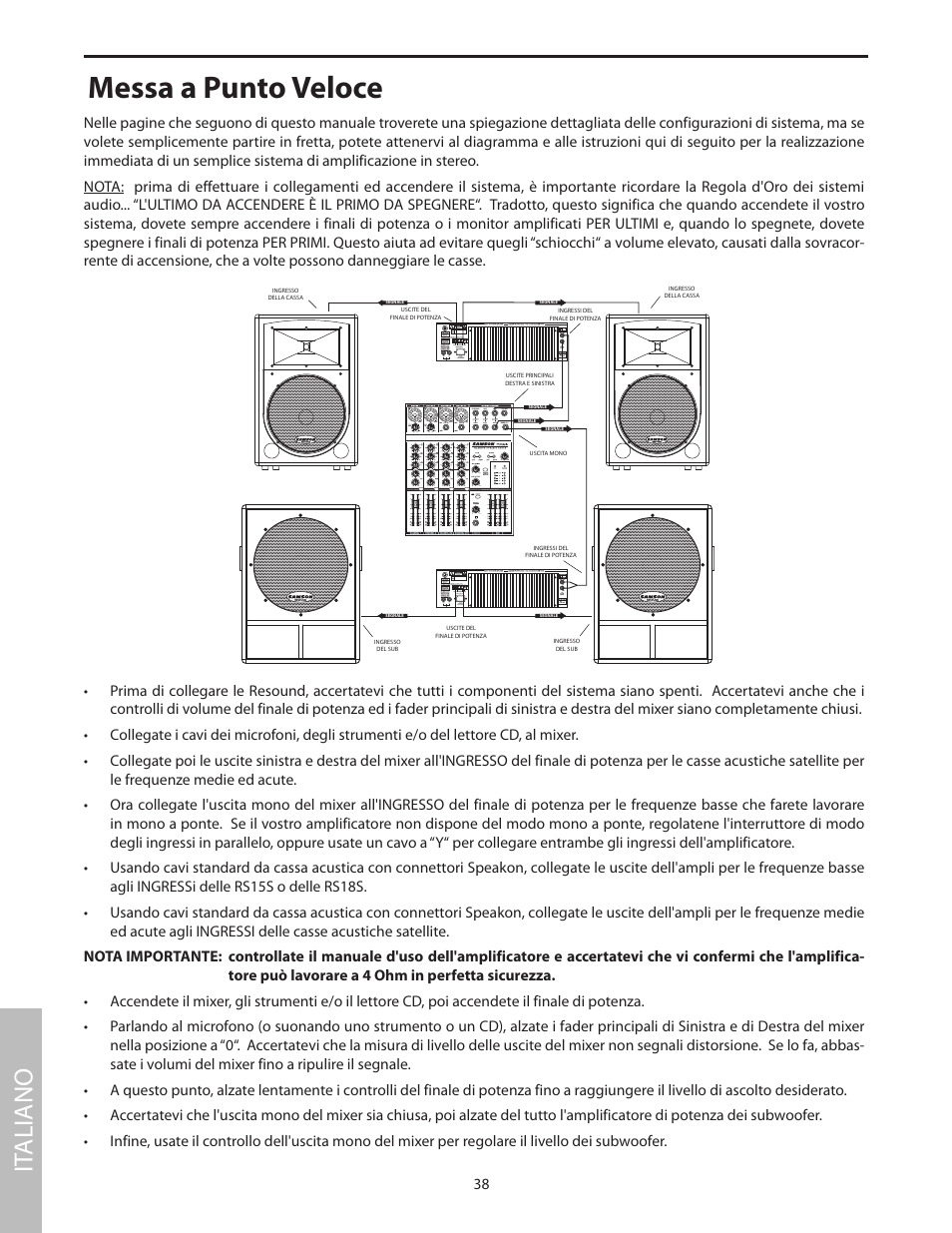 Messa a punto veloce, It aliano | Samson RS18S User Manual | Page 40 / 50