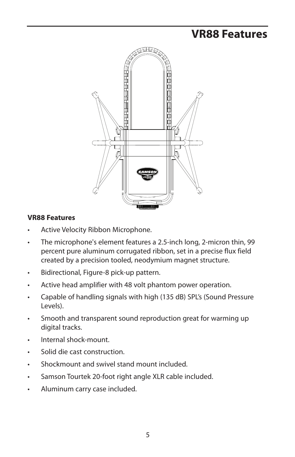 Vr88 features | Samson VR88 User Manual | Page 7 / 16