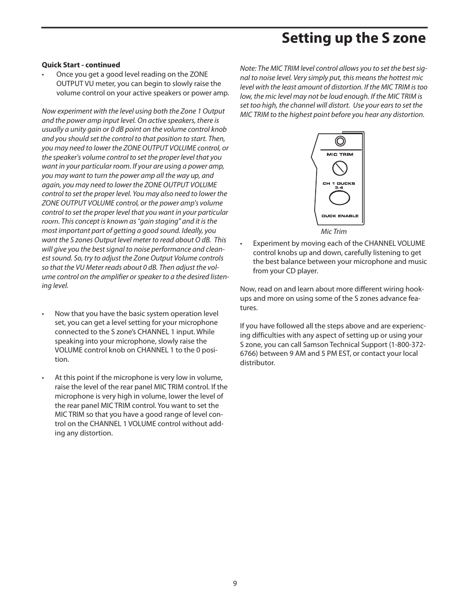 Setting up the s zone | Samson S.zone S Class User Manual | Page 11 / 28