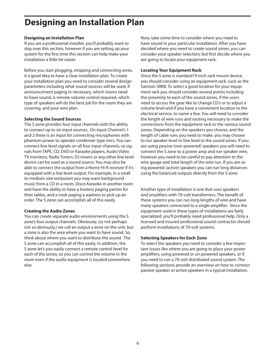 Designing an installation plan | Samson S.zone S Class User Manual | Page 8 / 28