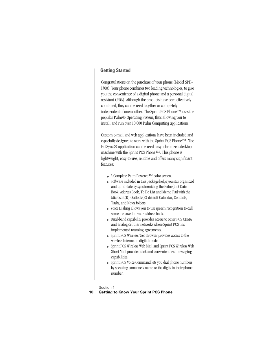 Getting started | Samsung SPH-I300 User Manual | Page 13 / 313