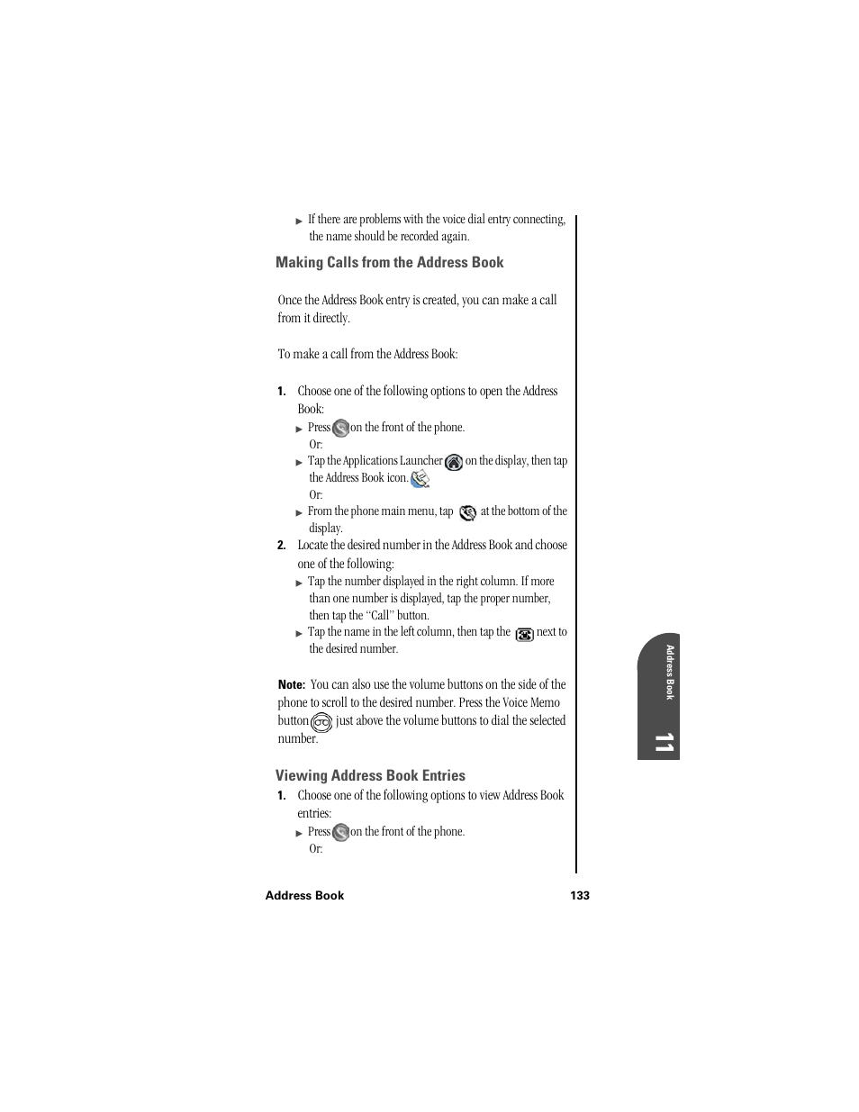 Making calls from the address book, Viewing address book entries, Ad 11 | Samsung SPH-I300 User Manual | Page 136 / 313