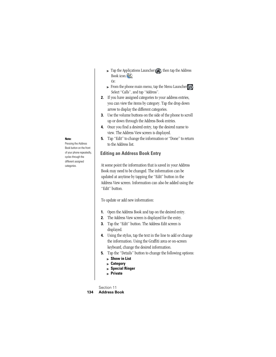 Editing an address book entry | Samsung SPH-I300 User Manual | Page 137 / 313