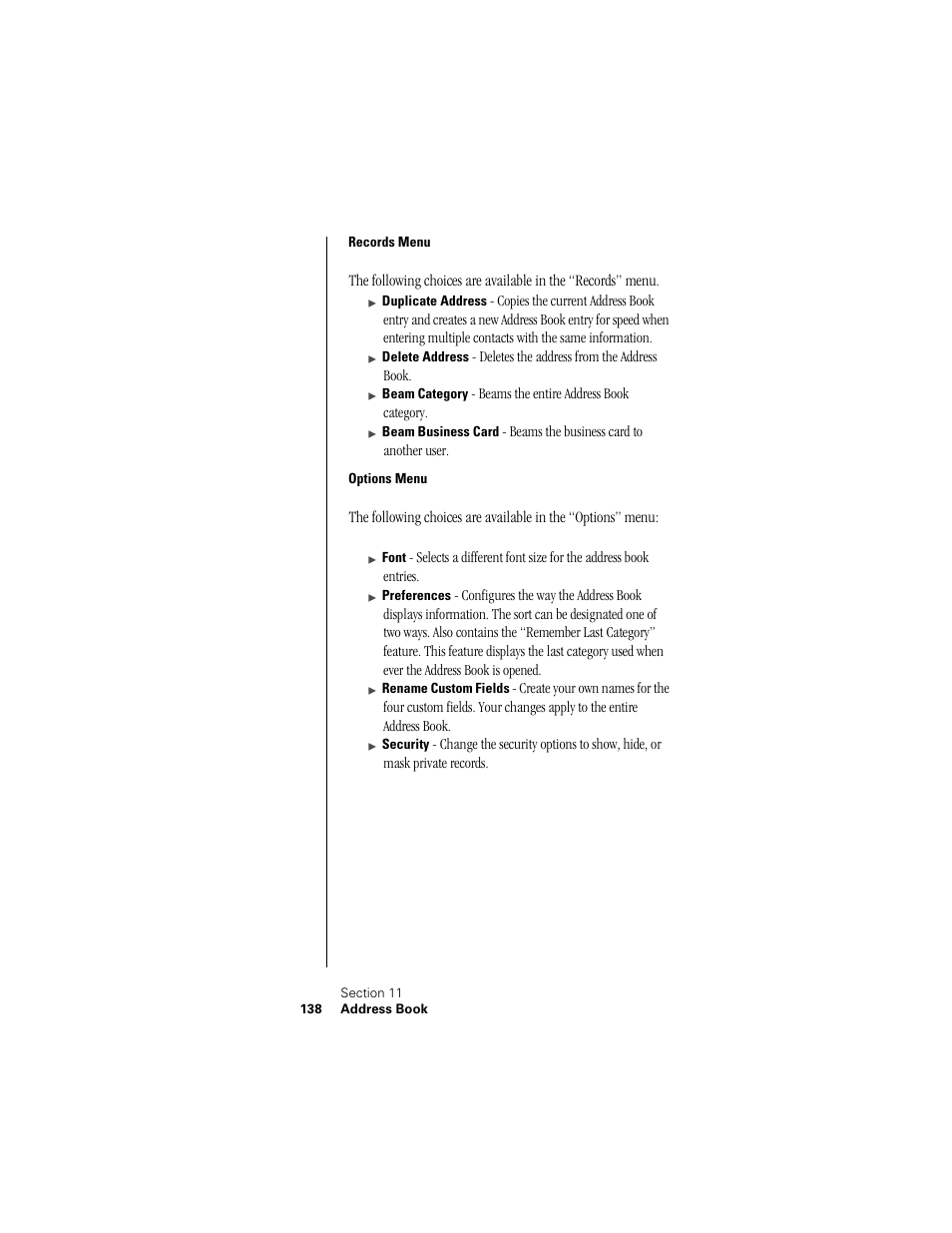 Records menu, Options menu | Samsung SPH-I300 User Manual | Page 141 / 313