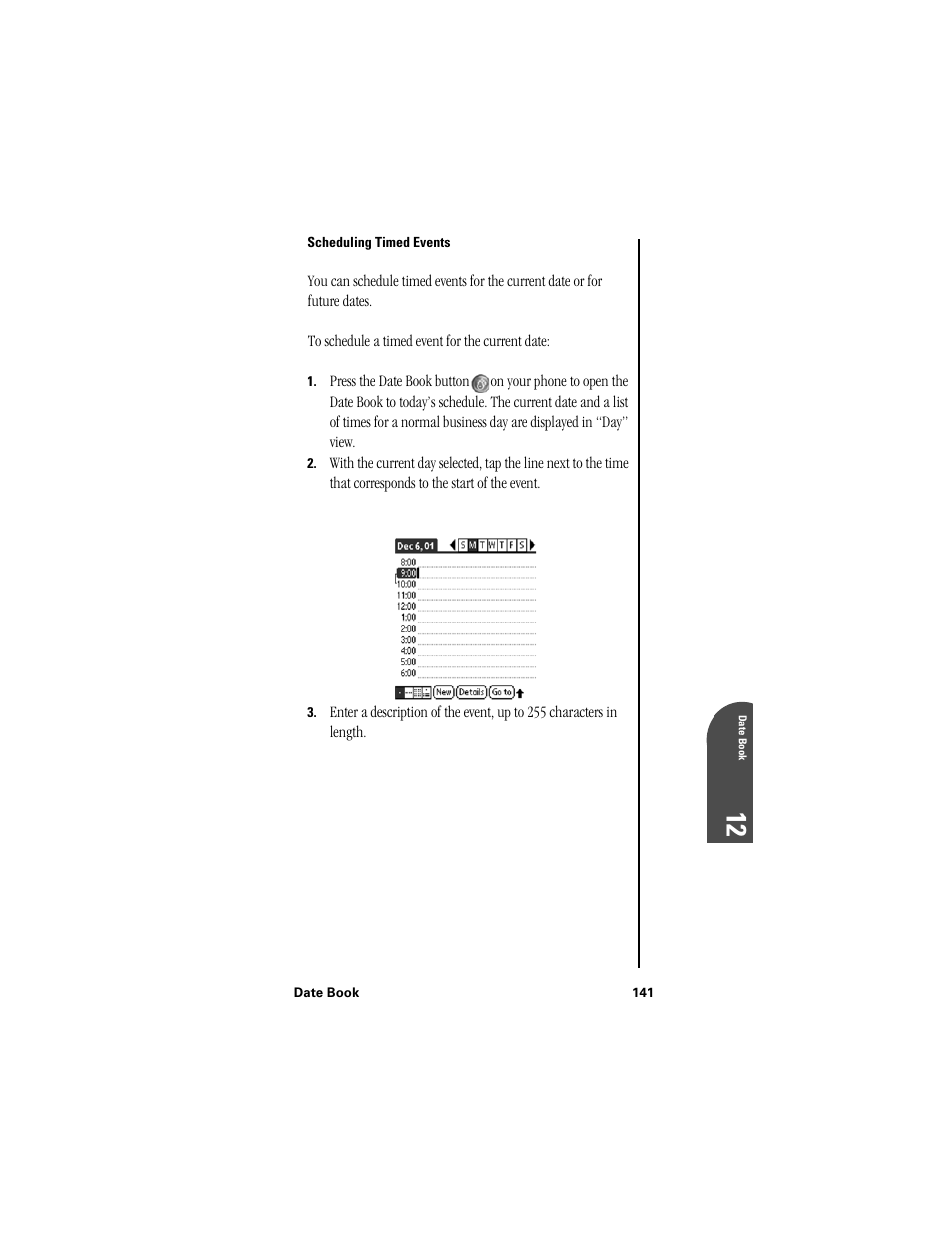Scheduling timed events, Da 12 | Samsung SPH-I300 User Manual | Page 144 / 313
