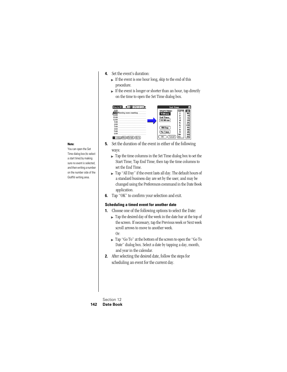 Scheduling a timed event for another date | Samsung SPH-I300 User Manual | Page 145 / 313