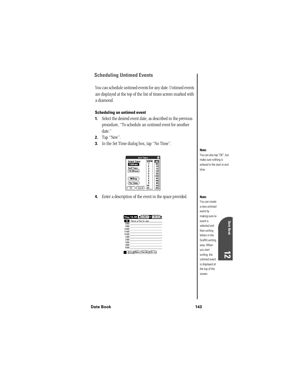 Scheduling untimed events, Scheduling an untimed event, Da 12 | Samsung SPH-I300 User Manual | Page 146 / 313