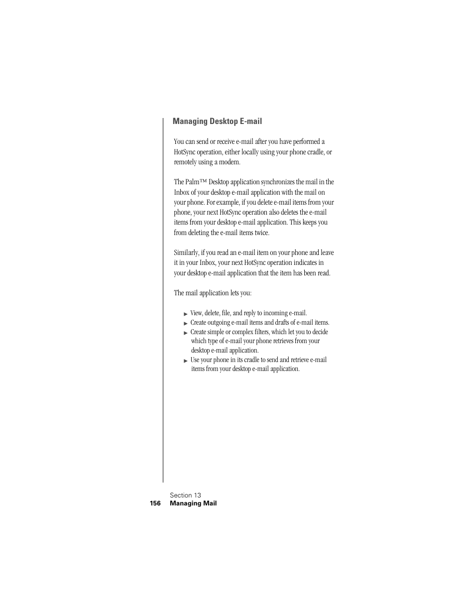 Managing desktop e-mail | Samsung SPH-I300 User Manual | Page 159 / 313