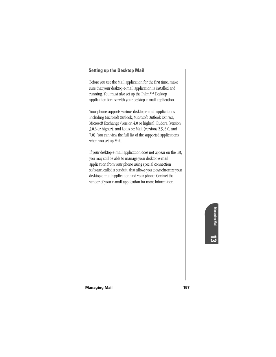 Setting up the desktop mail, 13 m 13 | Samsung SPH-I300 User Manual | Page 160 / 313