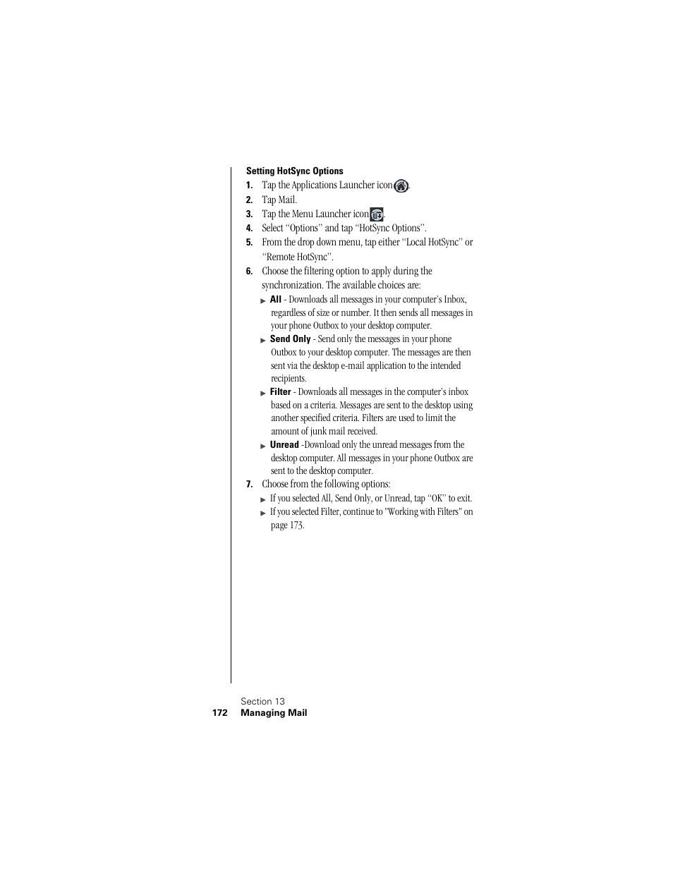 Setting hotsync options | Samsung SPH-I300 User Manual | Page 175 / 313