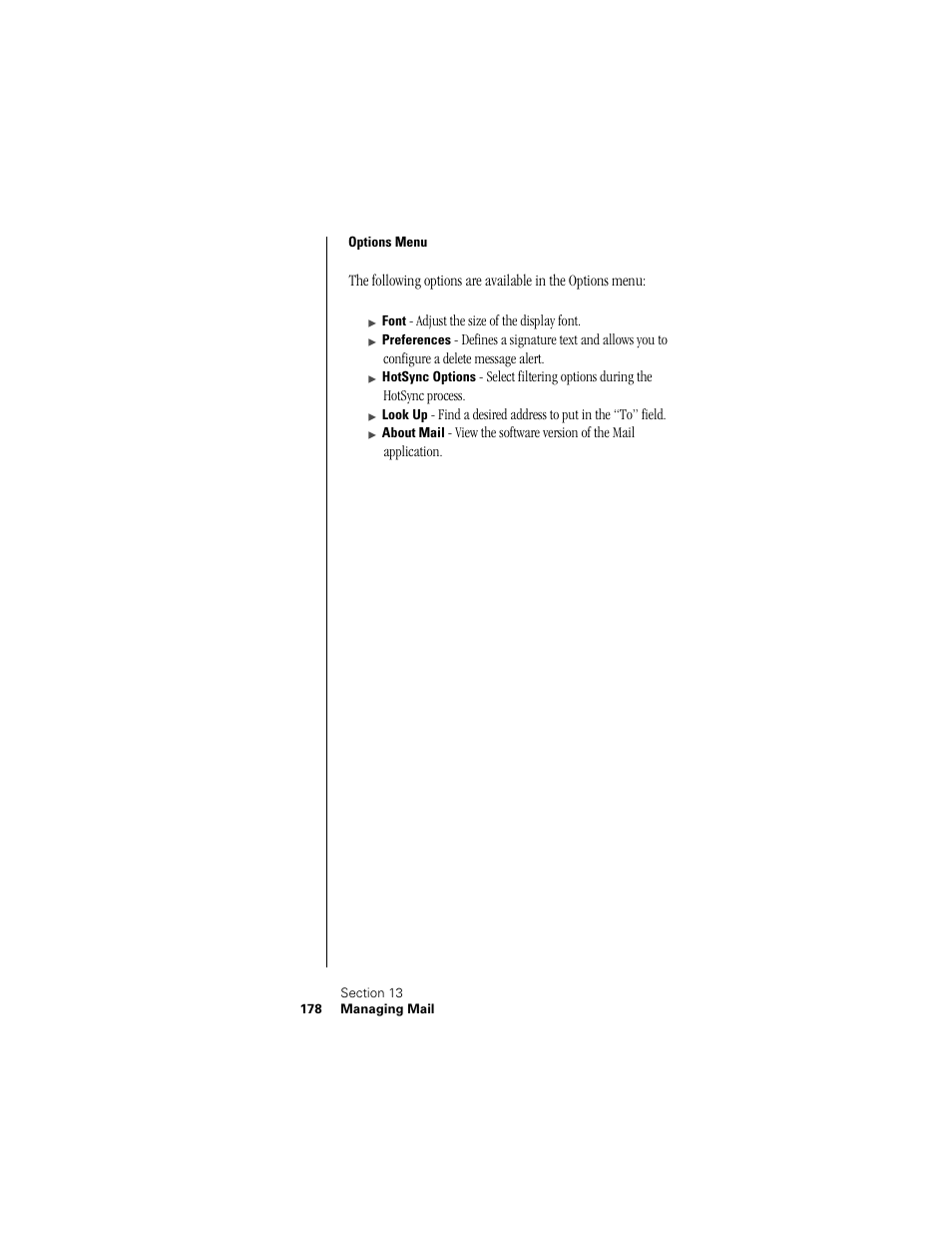 Options menu | Samsung SPH-I300 User Manual | Page 181 / 313