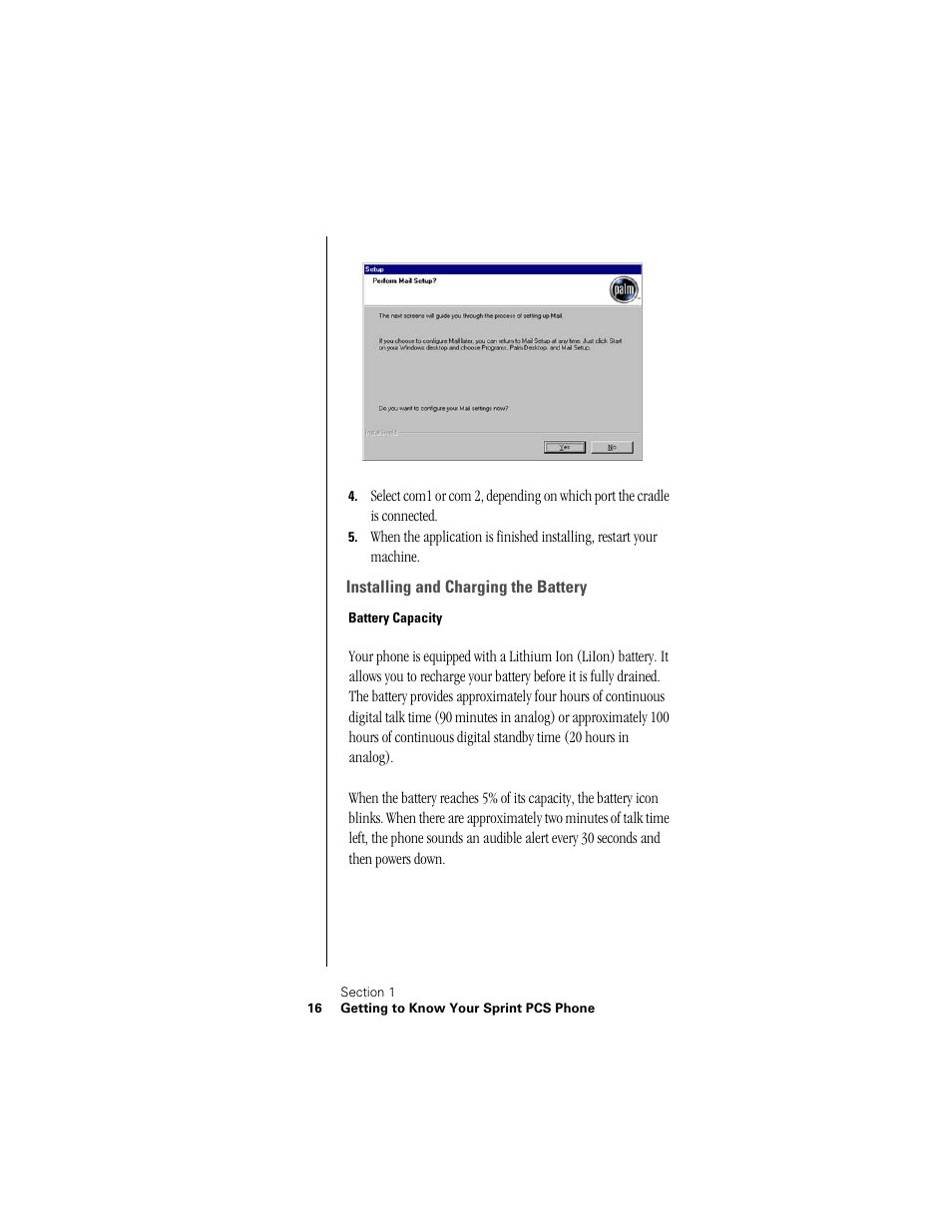 Installing and charging the battery, Battery capacity | Samsung SPH-I300 User Manual | Page 19 / 313