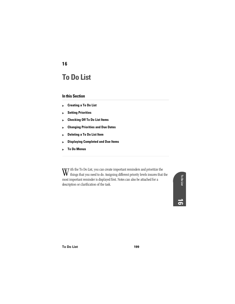 To do list, 16 to 16 | Samsung SPH-I300 User Manual | Page 202 / 313