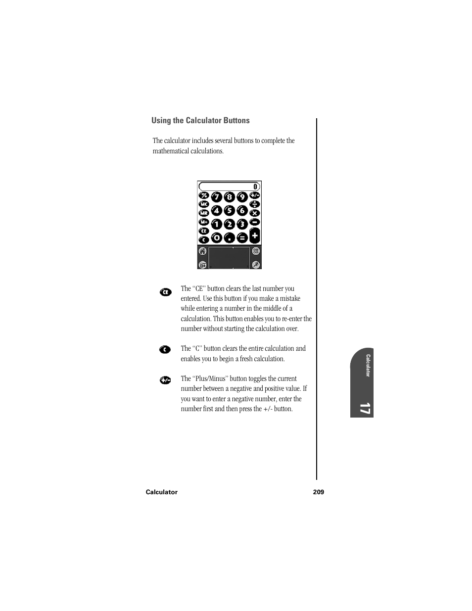 Using the calculator buttons, 17 ca 17 | Samsung SPH-I300 User Manual | Page 212 / 313