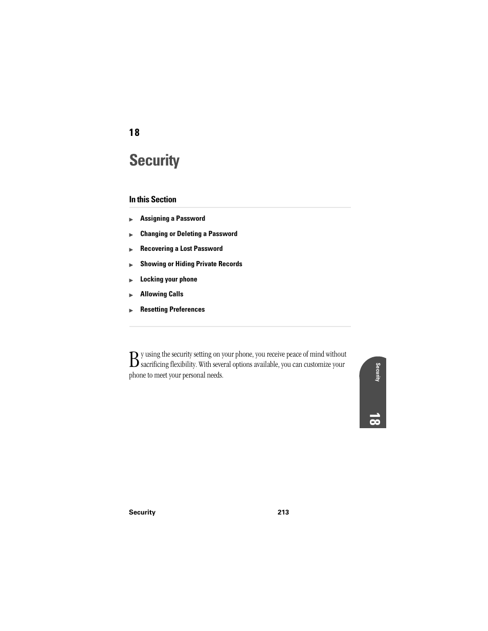 Security, 18 se 18 | Samsung SPH-I300 User Manual | Page 216 / 313