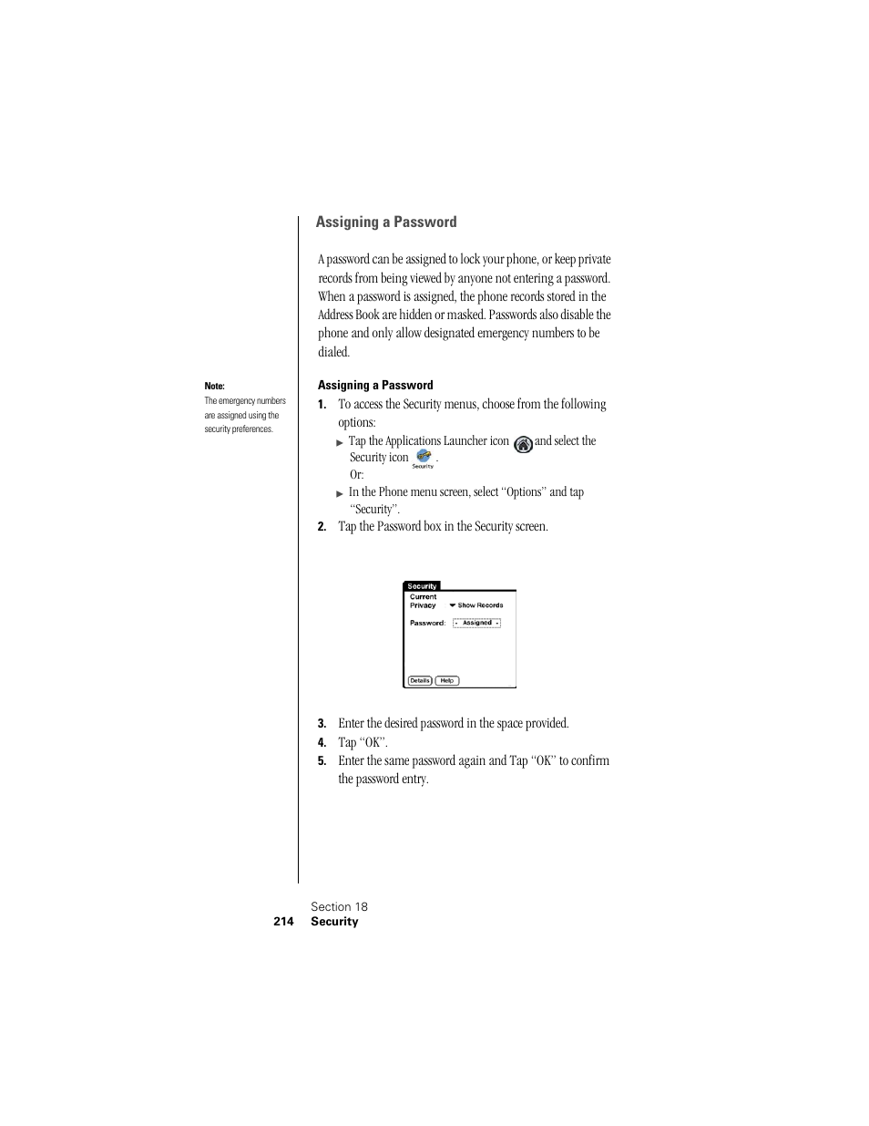 Assigning a password | Samsung SPH-I300 User Manual | Page 217 / 313