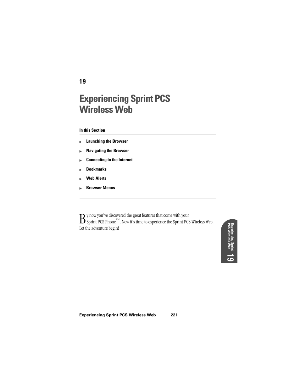 Experiencing sprint pcs wireless web, 19 ex 19 | Samsung SPH-I300 User Manual | Page 224 / 313