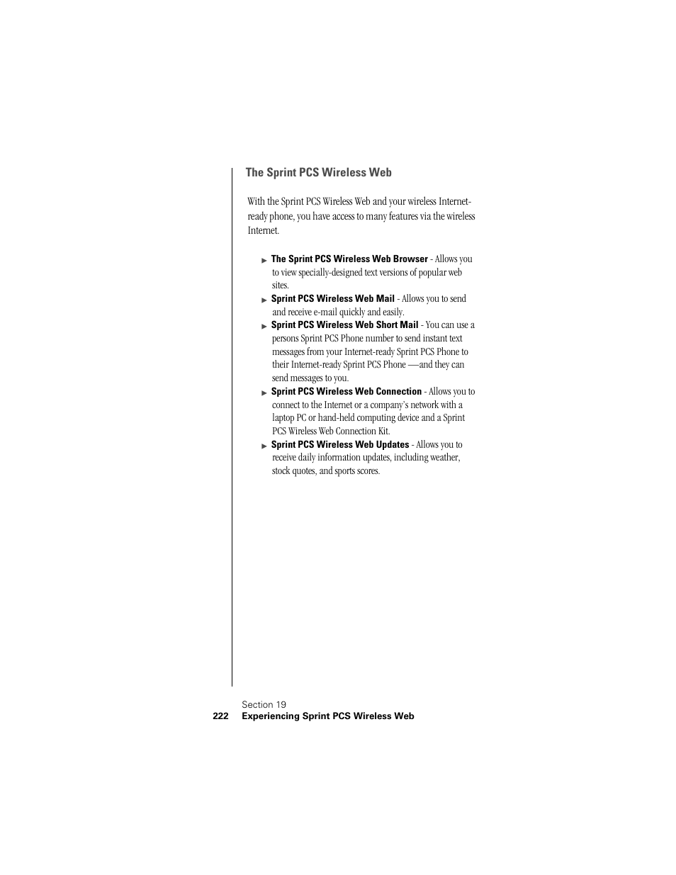 The sprint pcs wireless web | Samsung SPH-I300 User Manual | Page 225 / 313