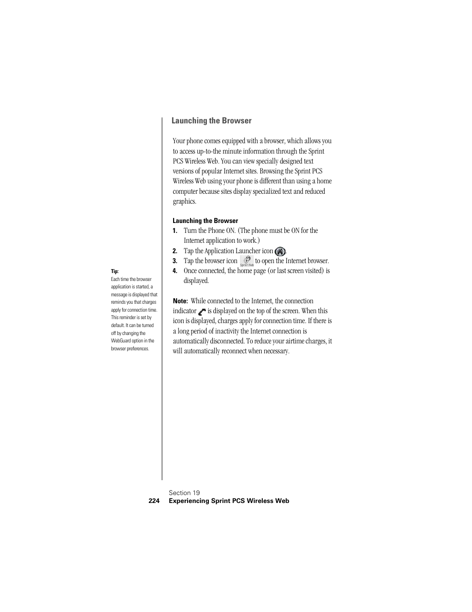 Launching the browser | Samsung SPH-I300 User Manual | Page 227 / 313