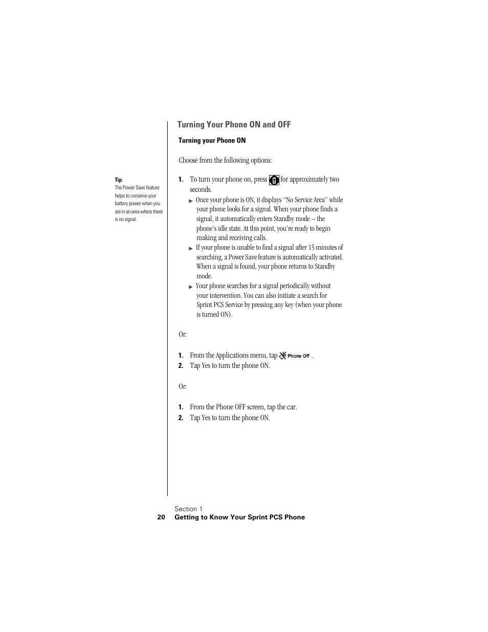Turning your phone on and off, Turning your phone on | Samsung SPH-I300 User Manual | Page 23 / 313