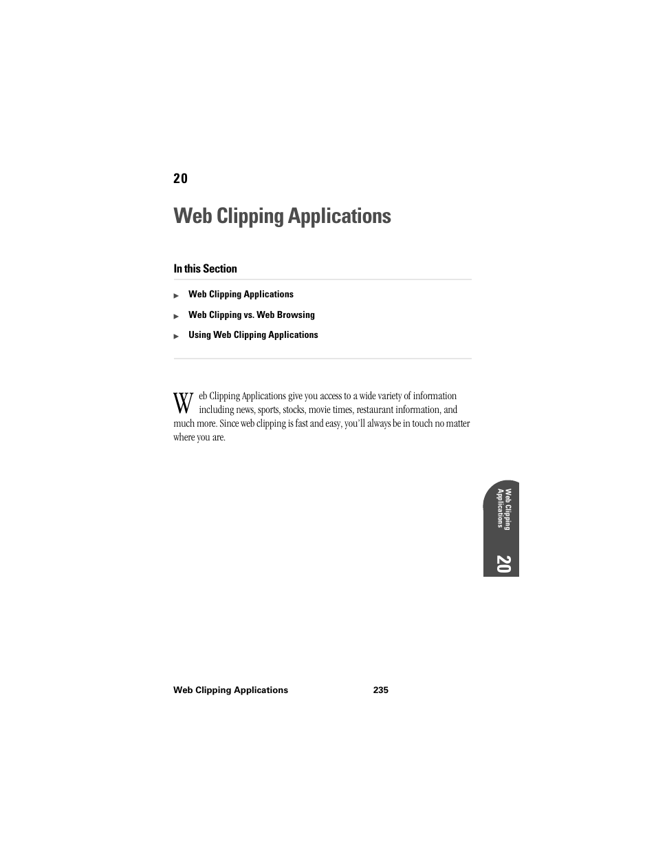 Web clipping applications, 20 w 20 | Samsung SPH-I300 User Manual | Page 238 / 313