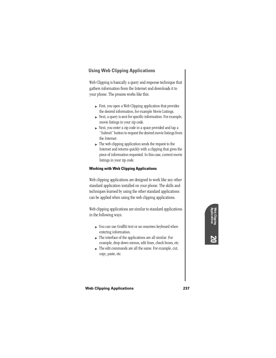 Using web clipping applications, Working with web clipping applications | Samsung SPH-I300 User Manual | Page 240 / 313