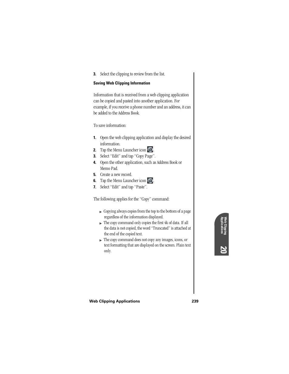 Saving web clipping information | Samsung SPH-I300 User Manual | Page 242 / 313