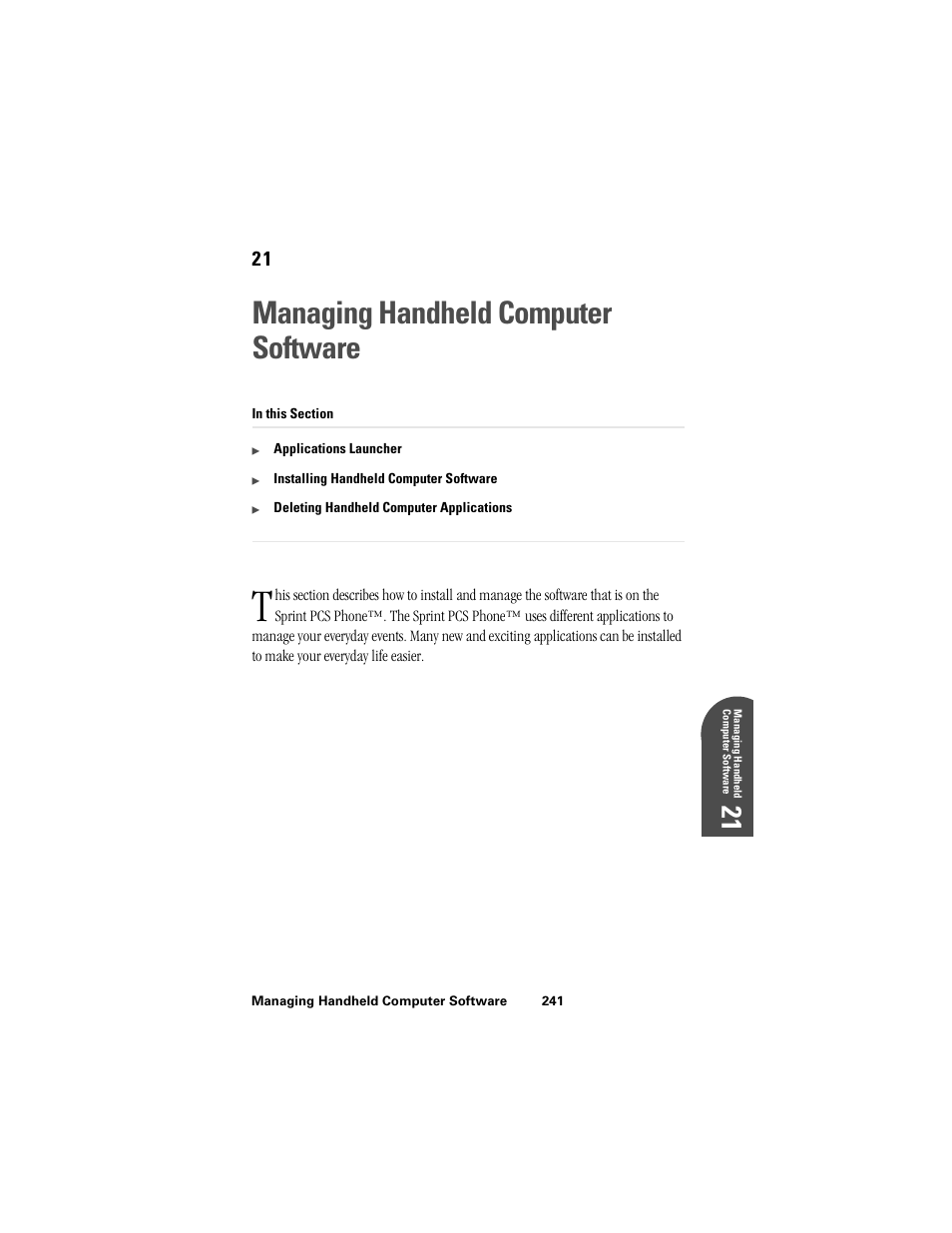Managing handheld computer software, 21 m 21 | Samsung SPH-I300 User Manual | Page 244 / 313
