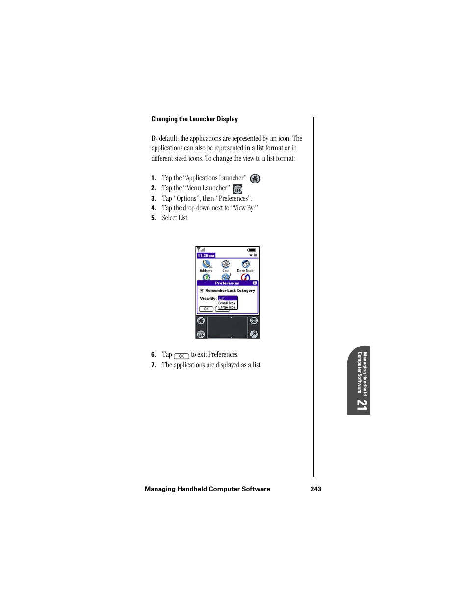 Changing the launcher display | Samsung SPH-I300 User Manual | Page 246 / 313