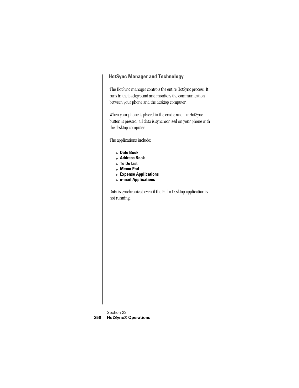 Hotsync manager and technology | Samsung SPH-I300 User Manual | Page 253 / 313