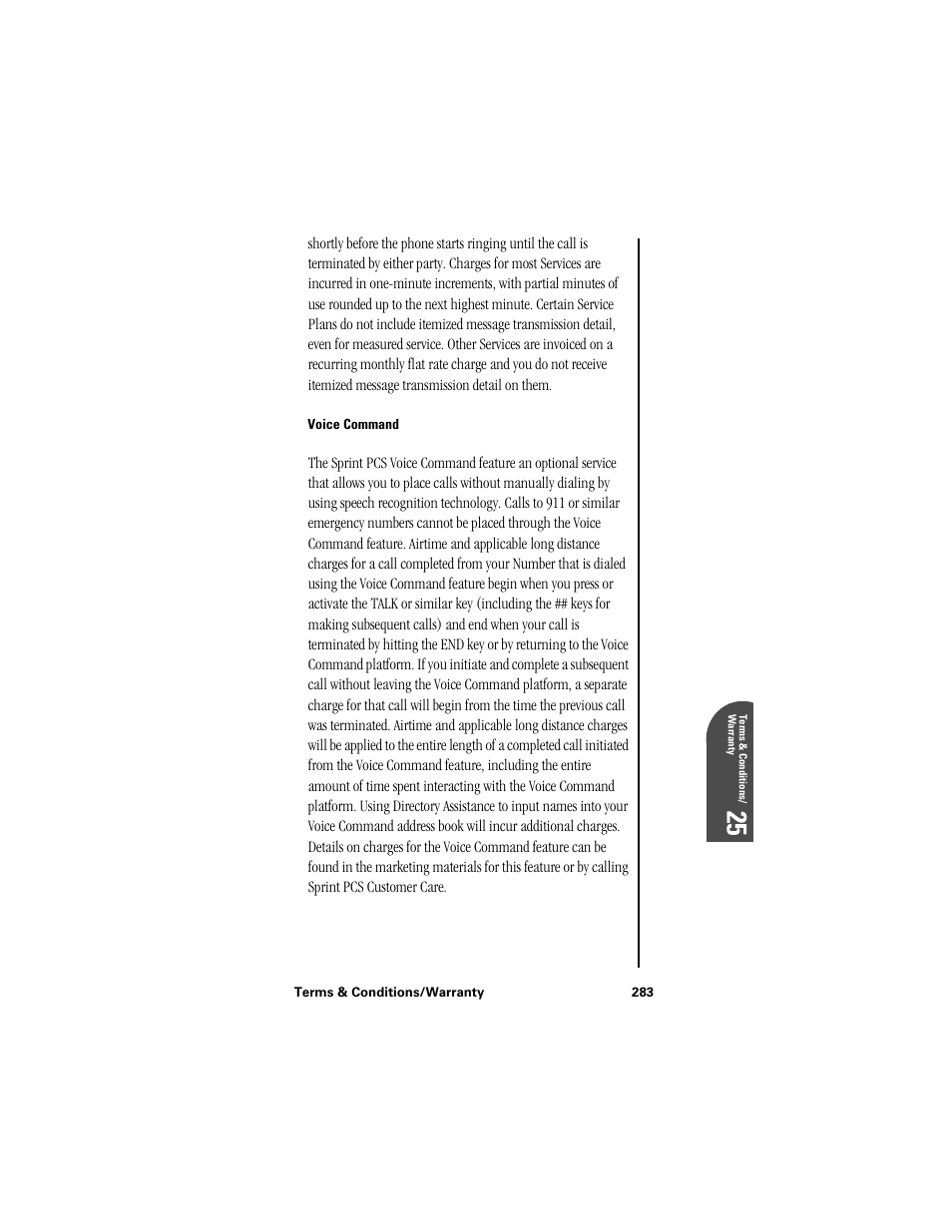Voice command, Te 25 | Samsung SPH-I300 User Manual | Page 286 / 313