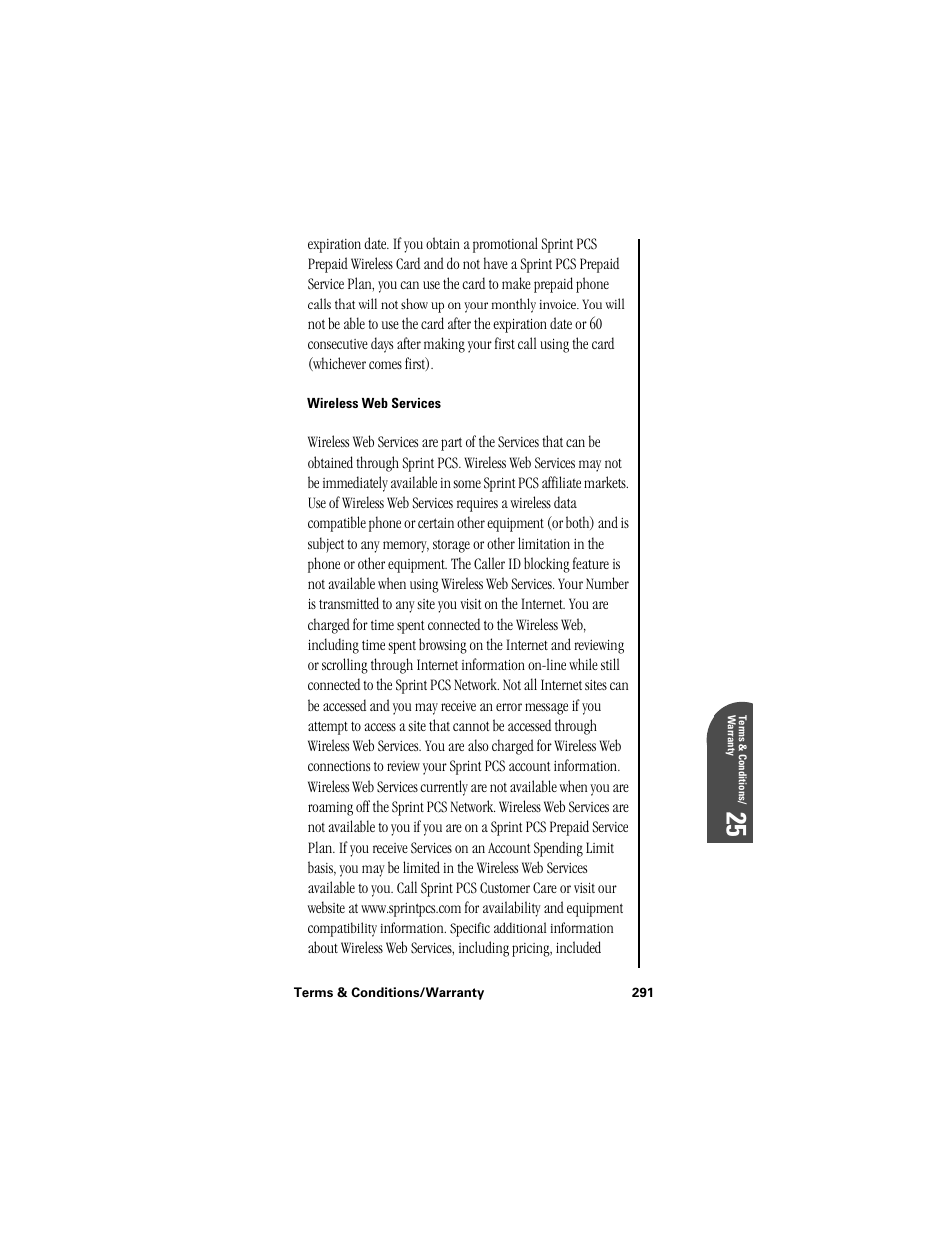 Wireless web services, Te 25 | Samsung SPH-I300 User Manual | Page 294 / 313