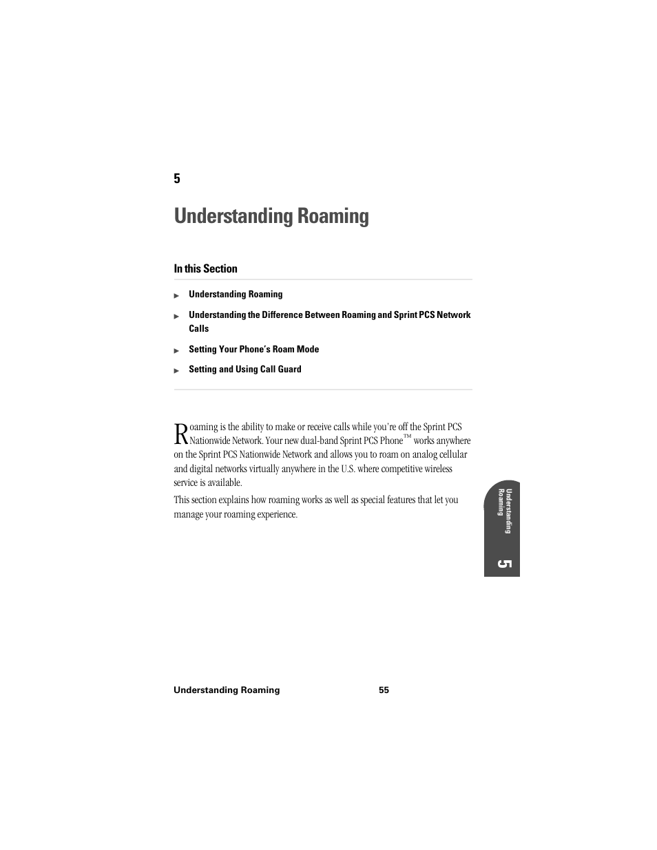 Understanding roaming, 5un 5 | Samsung SPH-I300 User Manual | Page 58 / 313