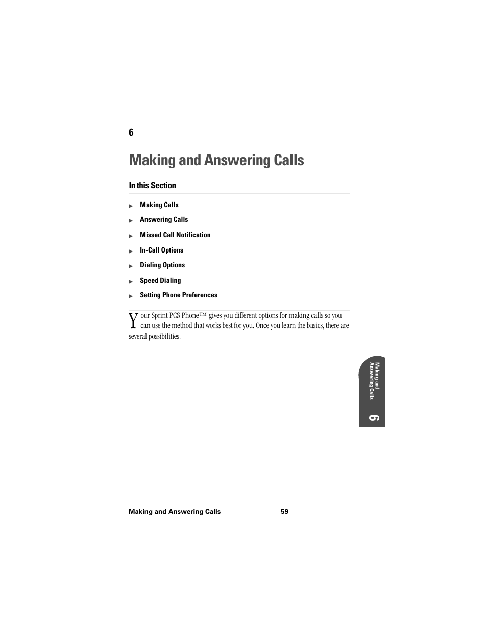 Making and answering calls, 6m 6 | Samsung SPH-I300 User Manual | Page 62 / 313