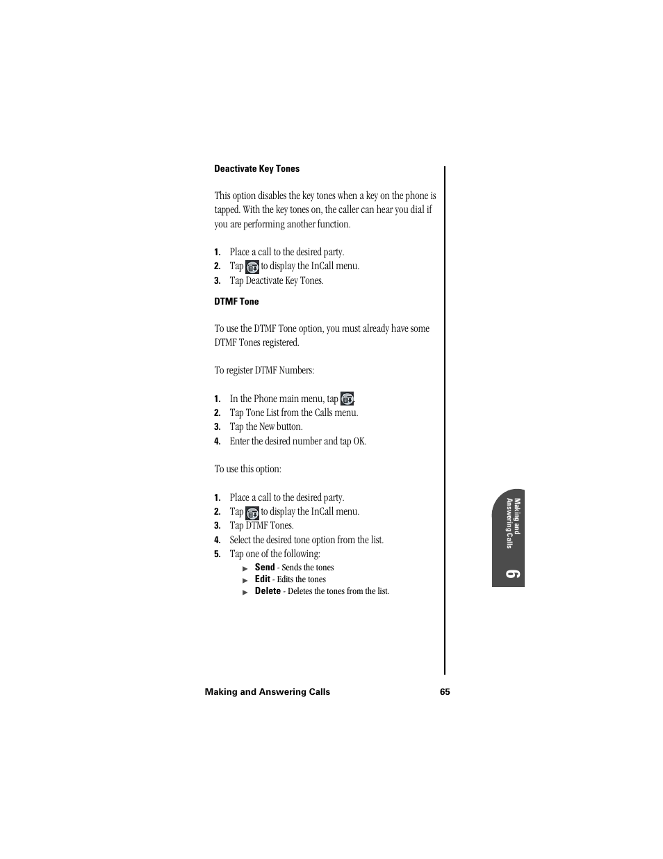 Deactivate key tones, Dtmf tone | Samsung SPH-I300 User Manual | Page 68 / 313