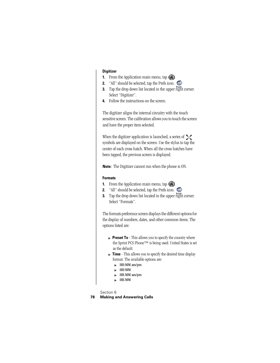 Digitizer, Formats | Samsung SPH-I300 User Manual | Page 81 / 313