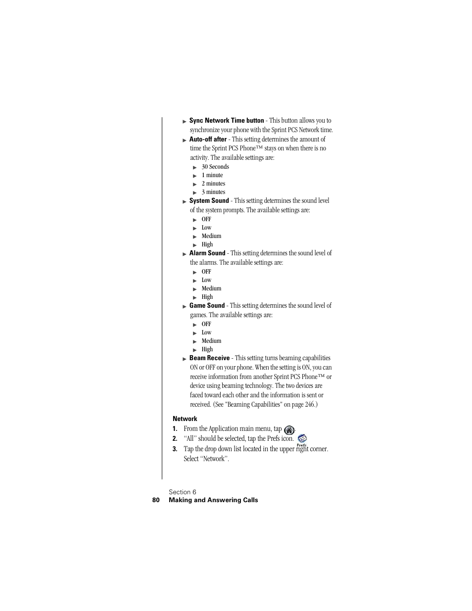 Network, All” should be selected, tap the prefs icon | Samsung SPH-I300 User Manual | Page 83 / 313